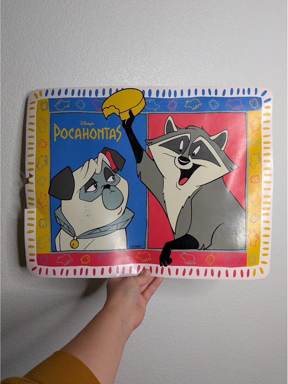Vintage Disney Pocahontas Meeko & Percy Character Placemat 1995
